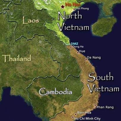 <span style="color: #000000 !important;font-size: 14pt">South Vietnam’s jungle canopy (in brown on map) was targeted for spraying where the enemy often sought shelter. North Vietnam was not reported to be targeted.</span>
