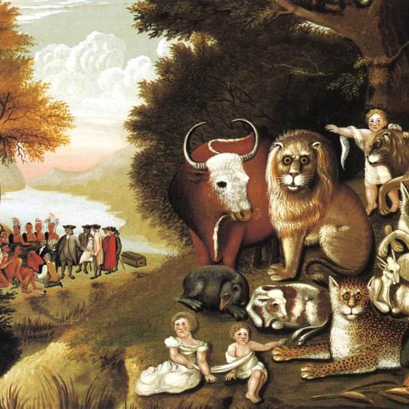 <span style="color: #000000 !important;font-size: 14pt">Peaceable Kingdom, by painter and Quaker minister Edward Hicks.</span>