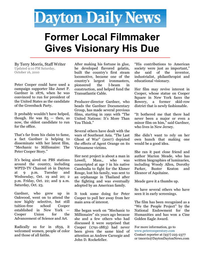 Dayton Daily News: Former Local Filmmaker Gives Visionary His Due